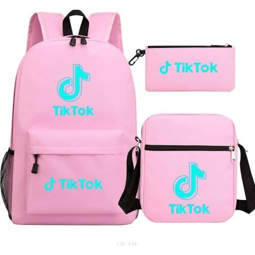 Cartoon 3Pcs/Set Tik Tok Shadow Backpacks For Kids Print Boys Girls Primary Schoolbag Students Suit Backpacks Gifts