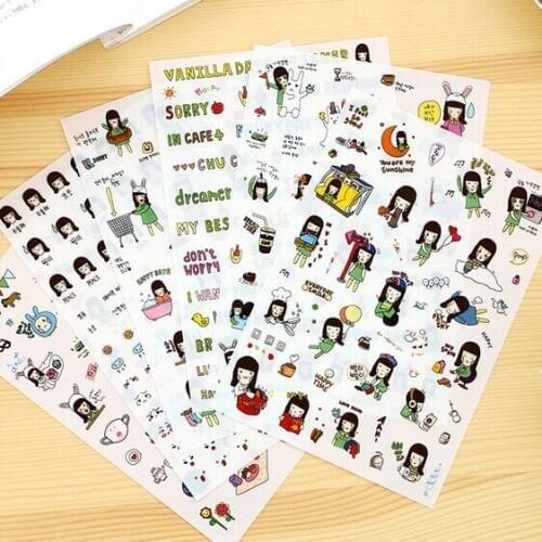 6pcs/lot Cartoon Kawaii Vanilla Girl series sticker set hot selling decoration sticker school office supplies