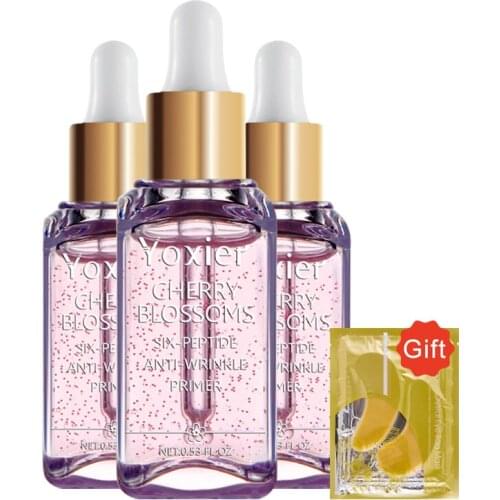Yoxier 3Pcs/Lot Makeup Base Whitening Essence Face Cherry Blossoms Professional Anti-Wrinkle Serum Foundation Primer Face Serum