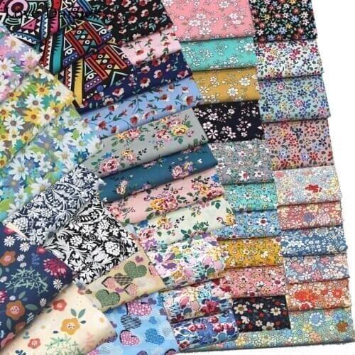 Pastoral Ethenic Rose Daisy Heart Small Flower Poplin 100% Cotton Fabric for Handmade Summer Dress Shirt Blouse Top Patchwork