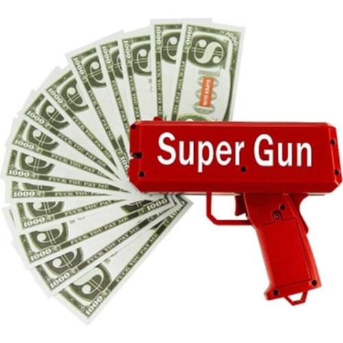 Super Red Banknote Gun Toys Electric Money Pistol Party Game Funny Gifts 100cash Cannon Outdoor Fun Fashion Gift Party Supply