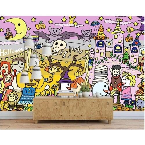 Custom photo wallpaper for walls 3 d murals Modern animal world European and American cartoon kids pink background wall papers