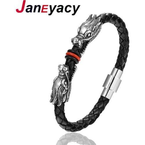 HOT High Quality Bracelet Mens Stainless Steel Leather Bracelet Fashion Style Magnetic Buckle Mens Bracelet Ladies Pulseras