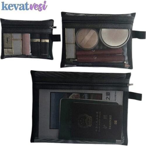 Portable Cosmetic Bag Simple Zipper Toiletry Bags Bathroom Travel Organizer for Women Ladies Makeup Bags Transparent Mesh Bag