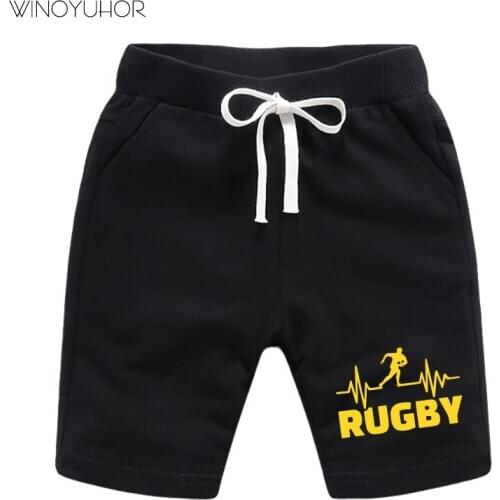 Rugby Heartbeat Printed Short Pants Kids Boys Summer Fashion Shorts Girls Elastic Shorts Trousers Cool Sport Clothing
