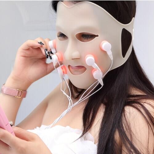 Silicone 3D Facial Mask Electric LED Vibration Beauty Massager Skin Care Rejuvenation Anti-wrinkle Acne Removal Face Beauty Spa
