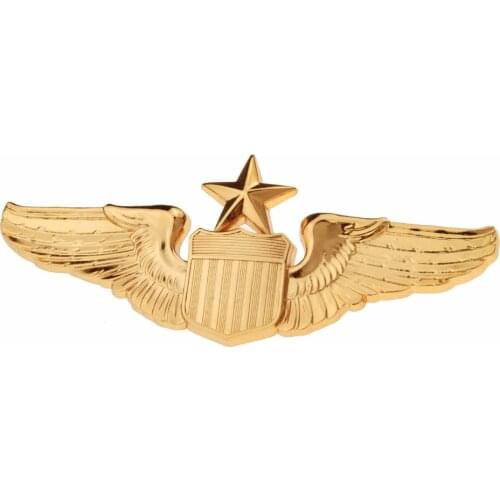 USAF U.S. AIR FORCE SENIOR PILOT METAL WING BADGE INSIGNIA GOLD