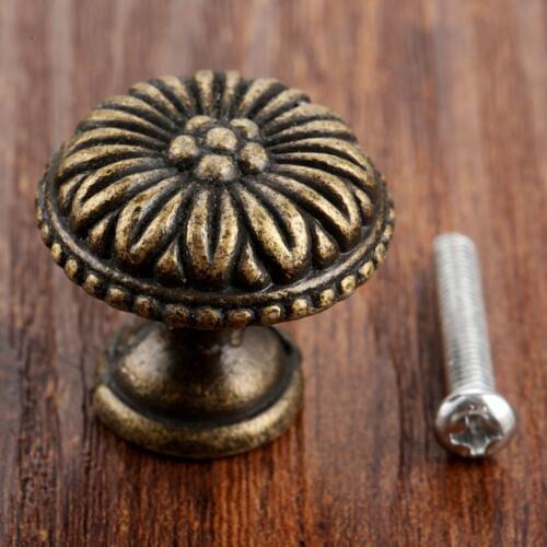 1Pc Antique Bronze Furniture Handle Drawer Cupboard Jewelry Wood Box Flower Handles Pulls Knob Furniture Hardware 27*25mm