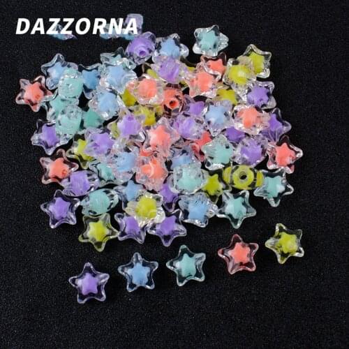 10mm 20/40/60Pcs Acrylic Spacer Beads Five-pointed Star Transparent Beads Accesories for DIY Necklace Bracelet Jewelry