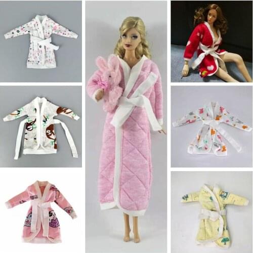 11.5" Doll Clothes Bathrobe Bathroom Suits Winter Pajama For Barbie Clothes Robe Wear Sleeping Outfits 1/6 BJD Dolls Accessories