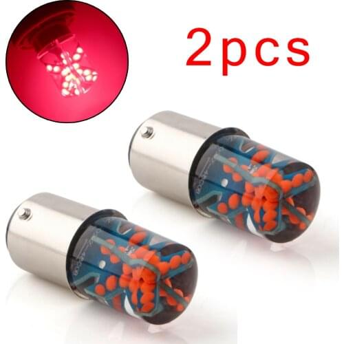 2Pcs Red 1157 Strobe LED Bulbs BAY15D COB 48-LED Bulb Car Strobe Flash Light Auto Tail Brake Lamp Tail Light