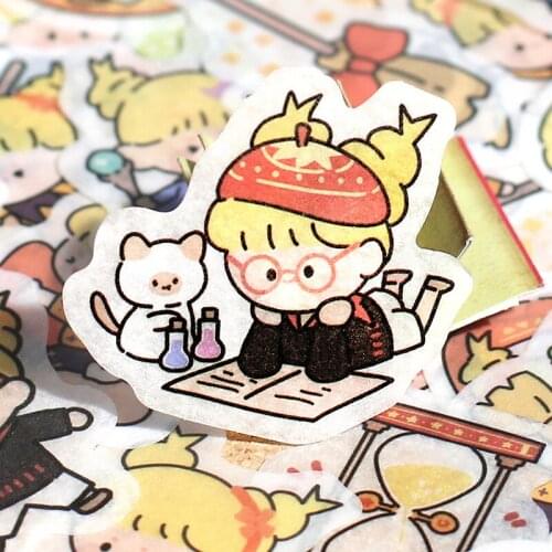 Mengtai 45Pcs Cute girl magic academy Decorative washi paper Stickers Scrapbooking Label Diary Stationery Album Journal Planner