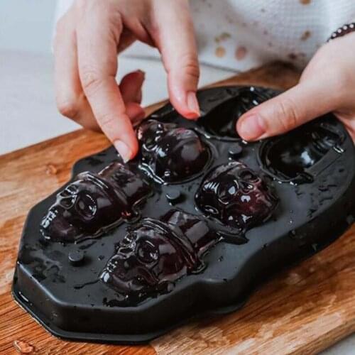 6 Grid Skull Shape 3D Ice Cube Mold Maker Bar Party Silicone Trays Chocolate Mould DIY