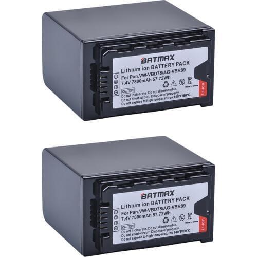 2Pcs 7800mAh VW-VBD78 VBD78 Battery for Panasonic VW-VBD58 VBD29 VBD58 VBR89 Batteries AJ-HPX260MC,HPX265MC,PX270,PX298,AG-FC100