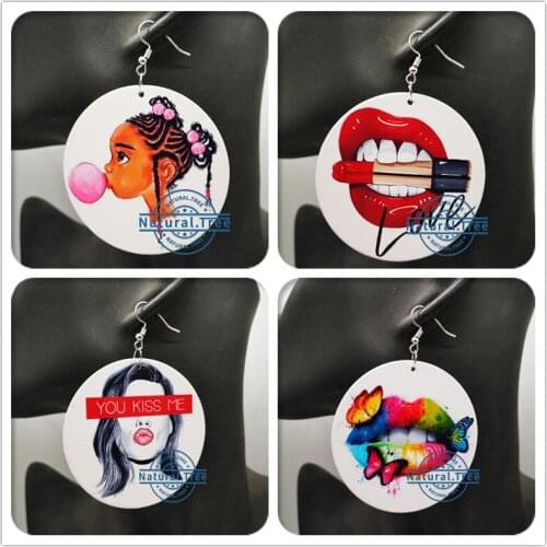 Free Shipping!Wooden Kiss Love Earrings