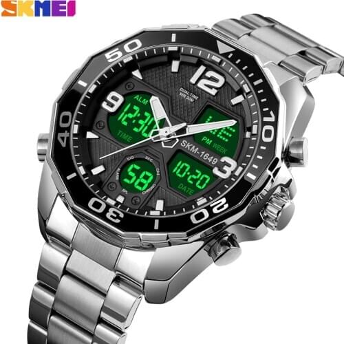 SKMEI Sport Chrono Digital Mens Watches Luxury Quartz Dress Male Clock Steel Strap Waterproof Gift Wristwatch Relogio Masculino