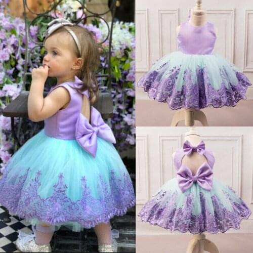 Kids Baby Girls Pageant Party Princess Dress Formal Bridesmaid Wedding Dress Sleeveless Lace Bownot Tutu Dresses Fashion