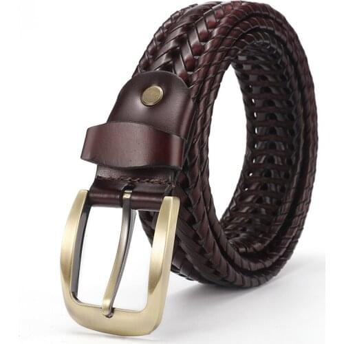 Men Hand-woven Belt Male Leather Needle Buckle Youth Belt Korean Version of The Trend Casual Belt Simple Woman