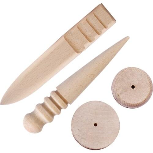 LMDZ 2 Sizes Leather Burnishing Tool and Leather Edge Slicker，2 Sizes Wood Round Burnishing Edge for Leather Crafting Working