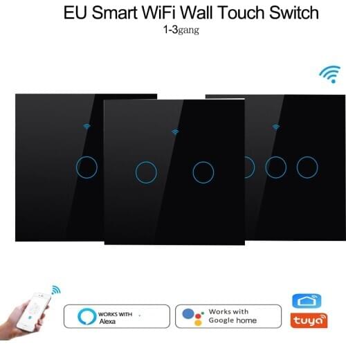 Smart Wifi Switch EU 1 2 3 Gang Smart Wall interruptor Touch Light Switch Works With Alexa Google Home Tuya Smart Life App