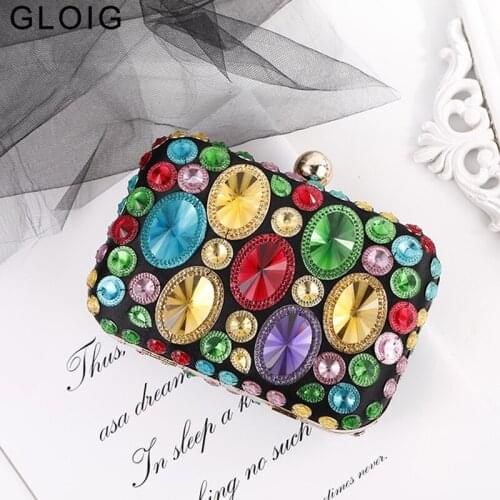 Candy Color Women Evening Bags Acrylic Beading Day Clutch With Chain Shoulder Diamonds Handbags Purse Bag