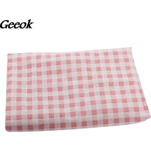 Plaid Cotton Placemat Japanese Fashion Style Fabric Table Mats Napkins Simple Design Tableware Kitchen Tool