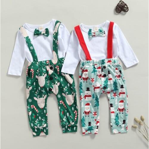 Ma&Baby 0-18M Newborn Infant Baby Boys Christmas Costume Bow Romper Overalls Pants Gentleman Xmas Outfits Clothes Set DD40
