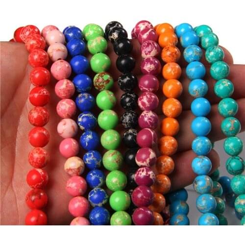 Colorful Sediment Imperial Jaspers Round Beads 6-10mm Natural Stone Beads For DIY Jewelry Making Bracelets Mala Necklace 15"