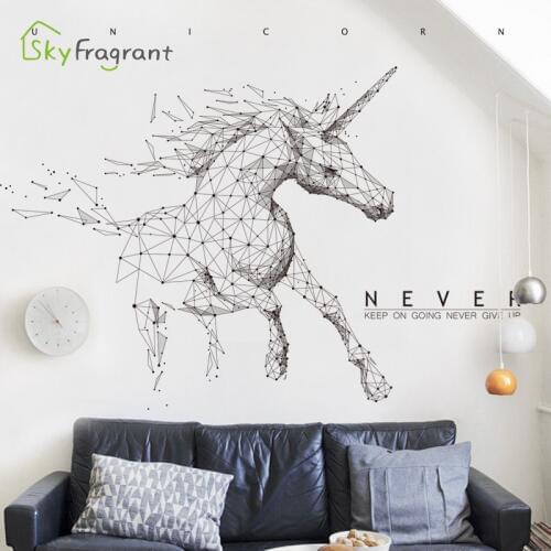 Creative wall sticker self-adhesive personality geometric unicorn horse bedroom decor living room decoration home decor stickers