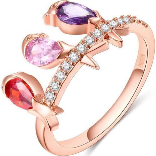 Trendy Rings For Women Rose Gold Color Crystal Zircon Fashion Jewelry Bird Shape Animal Womens Wedding Engagement Finger Ring