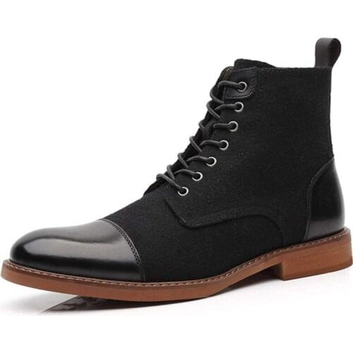Pop Autumn Winter High-Top Men Boots Men Pu Leather Lace-Up Shoes Comfortable Fashion Pointed Toe Shoes Big Size 40-48