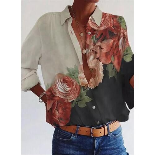 New style long-sleeved women shirt large size loose shirt women fashion casual tops