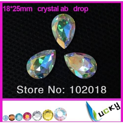 New 2014! 36pcs 18*25mm point back tear drop/pear shape Sew on rhinestone crystal ab fancy strass crystal for wedding dress