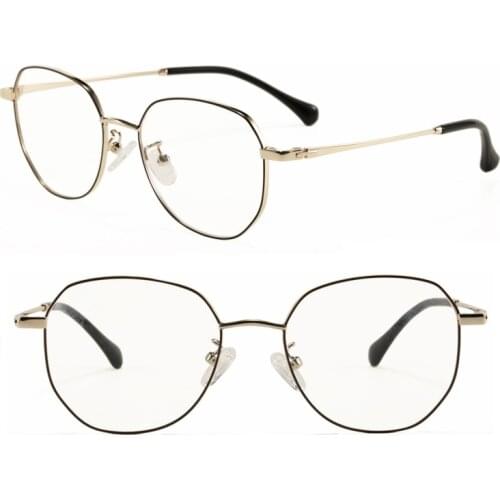 Small size fashion metal glasses frame straight temple Hexagon shape ultra slim prescription vintage eyeglasses for ladies 2337