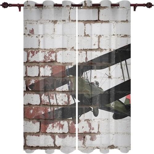Kitchen Window Curtains Brick Wall Fighter Retro Adult Children Bedroom Decoration Living Room Hanging ClothTreatment Curtains