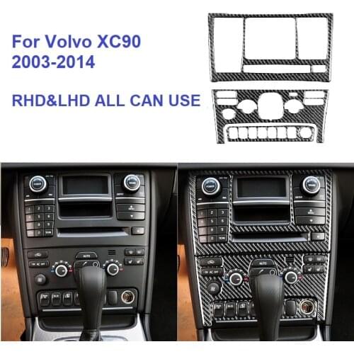 Fit For Volvo XC90 XC Classic 2003-2014 Carbon Fiber Interior Center Console Panel AC CD Button Frame Trim Cover Sticker