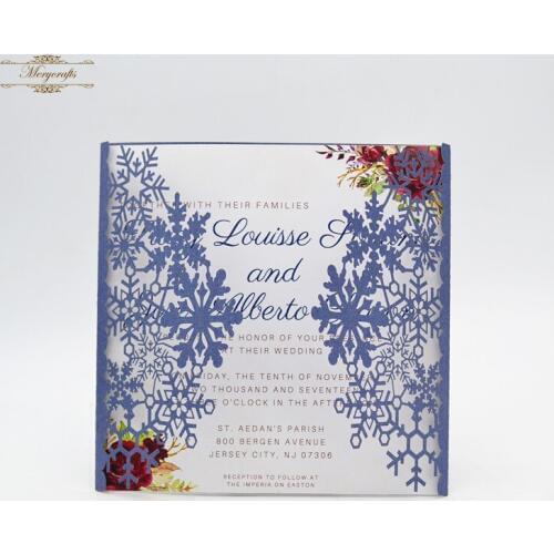 Festive party supplies snowflakes laser cut wedding Christmas invitation cards