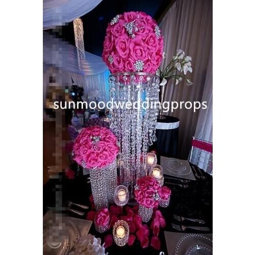 Factory direct supply acrylic bead chandelier flower stand pillar wedding walkways/table centerpiece free shipping fee