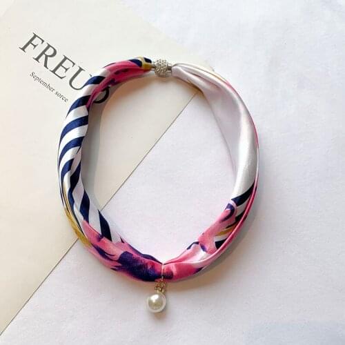 Geometric Print Scarf Female Wild Interspersed with Streamers Fashion Bags Decorative Women Silk Scarve Bufanda Mujer black