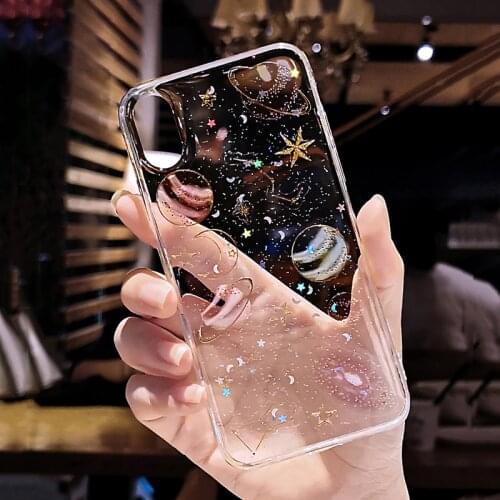 Moskado Bling Glitter Star Moon Universe Phone Case For iphone SE 2020 11 Pro Max XR XS X 6S 7 8 Plus Silicone Back Cases Cover