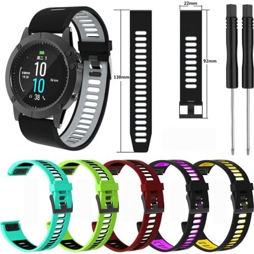 Silicone Double Color Watchband for Garmin Fenix6 Fenix5 & Fenix5 Plus Watch Accessories Watch Strap Sports Bracelet Wrist Bands