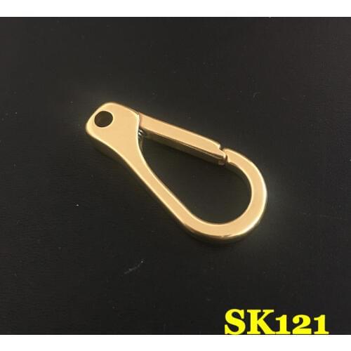 SK121) 2pc Solid Brass Spring Snap Hook Swivel Clasp Key Ring Chain Hardware
