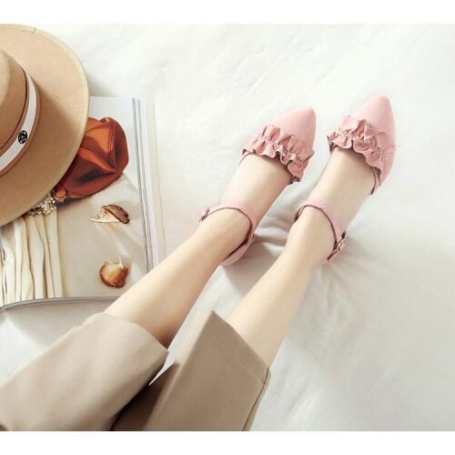 Big Size Ladies high heels women shoes woman pumps Pure color Low heel and high heel shoes