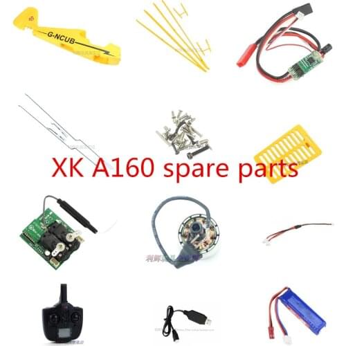 Wltoys XK A160 RC Airplane spare parts propeller landing shell Brace Steel wire receiver Motor ESC remote USB Screw Cover etc