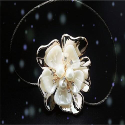 Home Decor Curtain Spend Alloy Pearl Spring Flower Curtain Cloth Belt Magnet Curtain Hook Buckle Clip 2pcs/lot