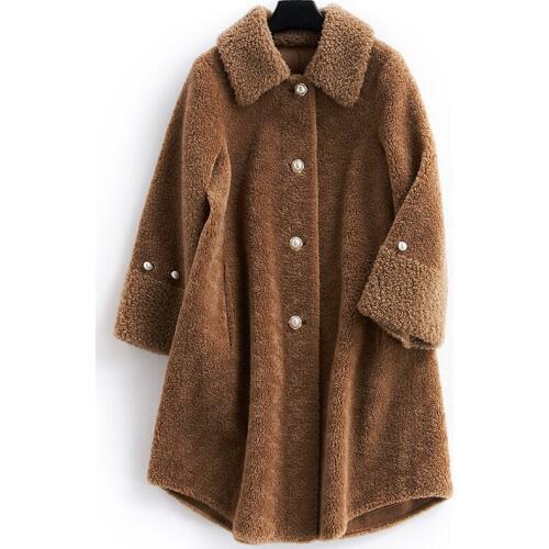 Shearing Sheep Women Coats 2020 Korean Style Real Wool Fur Coat Female Long Thick Warm Autumn Winter Jacket Women 281124