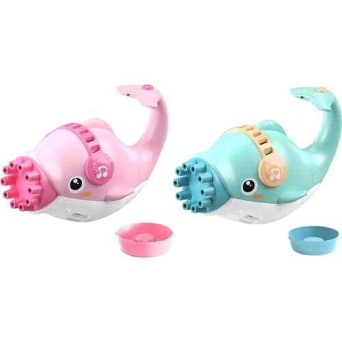 Y55B 1PC Automatic Dolphin Bubble Maker Bubble Toy with Upgrade 10 Holes Blower Swimming Pool Outdoor Toy Blue/Pink Options