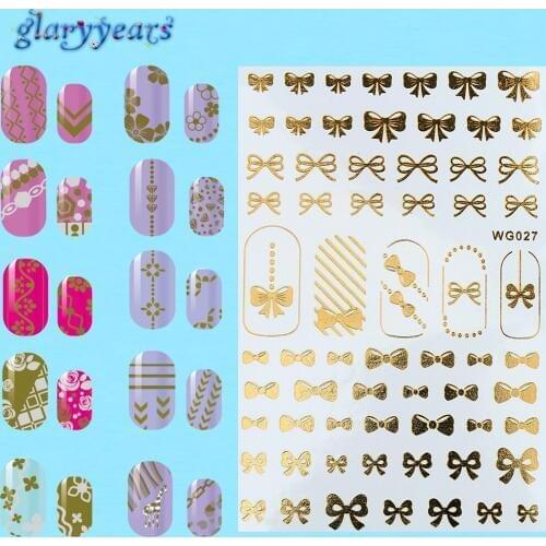 1pc Water Transfer 32 Patter Designs Nail Sticker Romantic Flash Gold Silver Flower Heart Design Nail Art Sticker Decor Decal