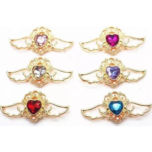 10pcs/lot Soft Girl Diamond Drag Pendant Love Angel Wings Set Diamond Hollow Gel Frame Alloy Metal Pendant Color