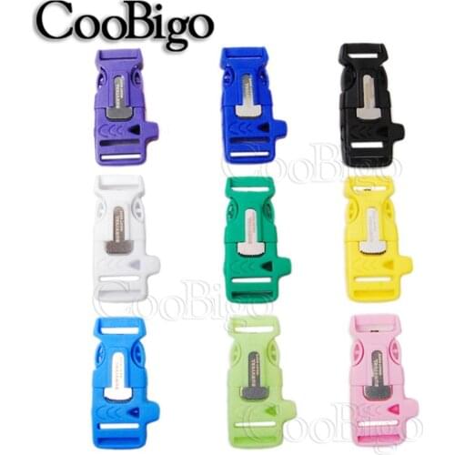 100pcs 3/4"Colorful Whistle Buckle Scraper Outdoor Backpack Parachute 550 Paracord Bracelet DIY Project Belt Camp Survival Kits